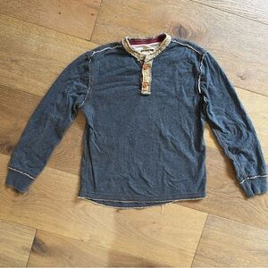 Carbon 2 Cobalt Gray Henley Raw Edge Long Sleeve Size M